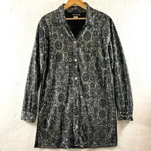 Vintage Womens Metallic Tunic Top Sz M Oversized Disco Glam Event Maximalism USA